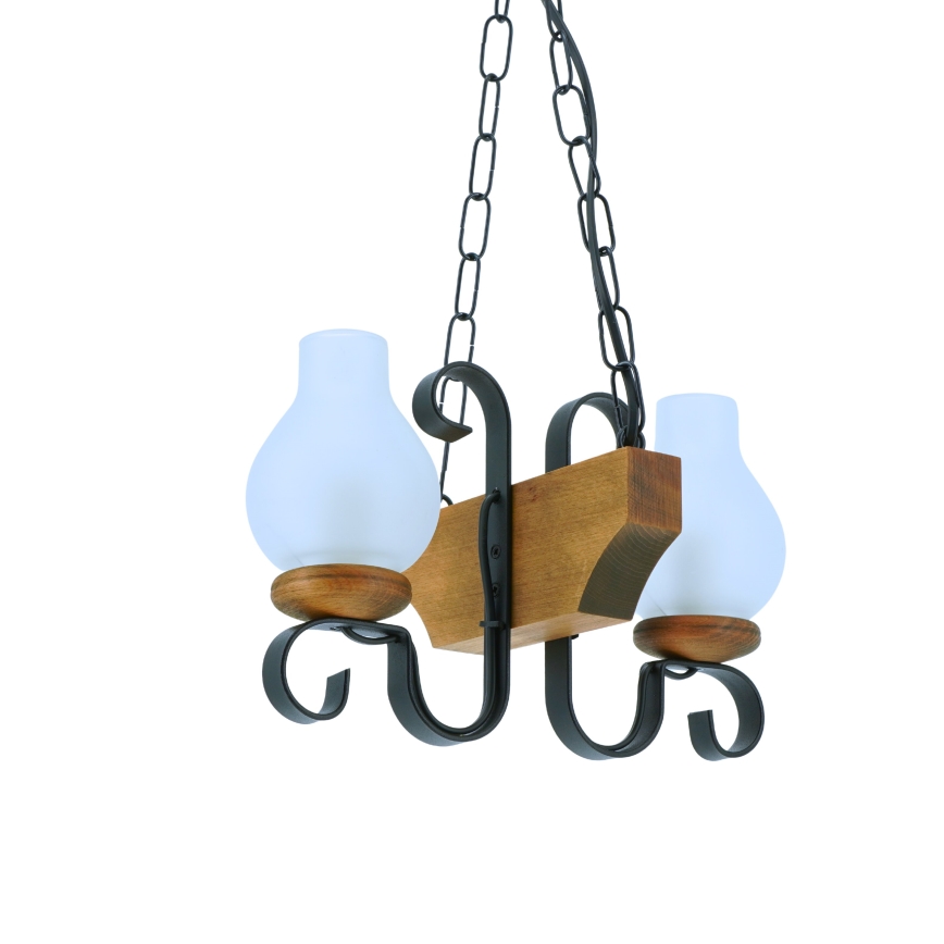 Hanglamp aan een ketting VELA 2xE14/40W/230V beuken - FSC gecertificeerd