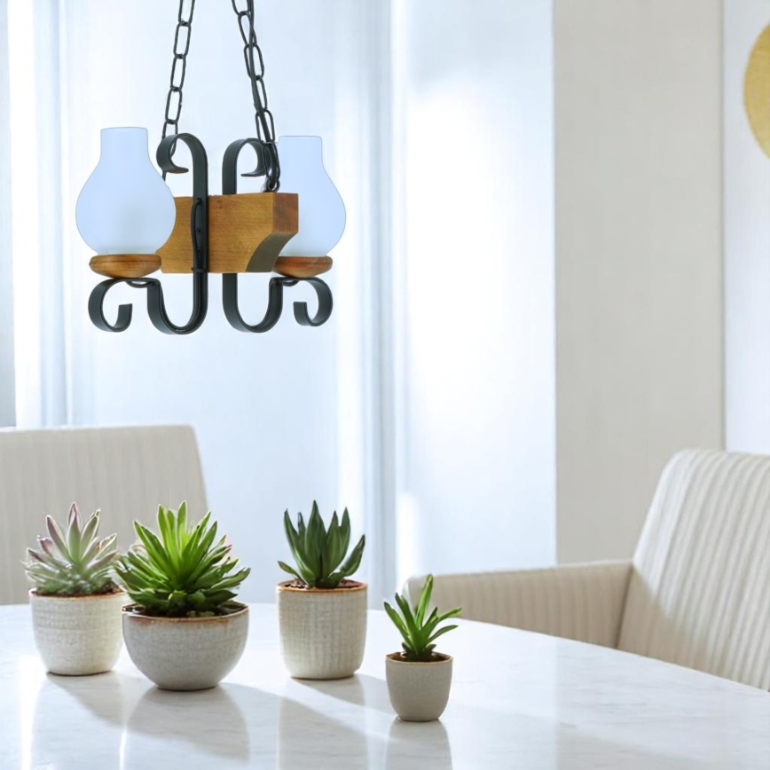 Hanglamp aan een ketting VELA 2xE14/40W/230V beuken