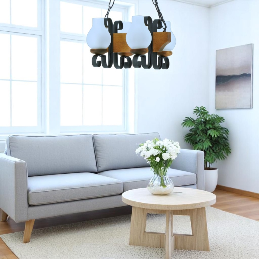 Hanglamp aan een ketting VELA 4xE14/40W/230V beuken - FSC gecertificeerd