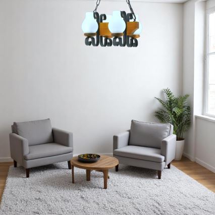 Hanglamp aan een ketting VELA 4xE14/40W/230V beuken - FSC gecertificeerd