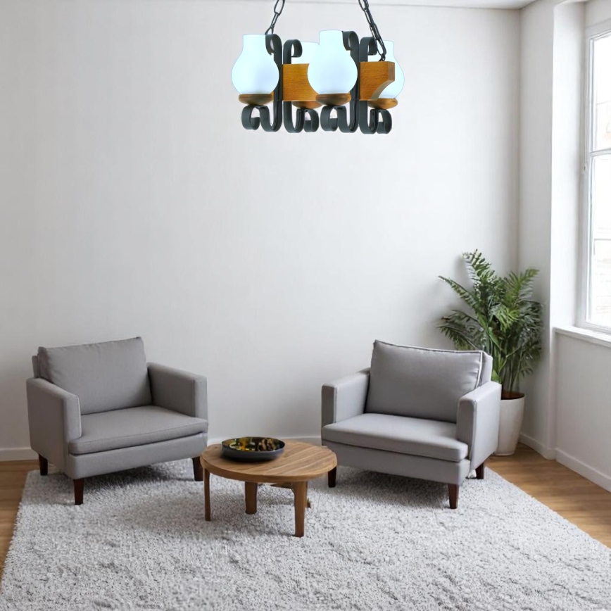 Hanglamp aan een ketting VELA 4xE14/40W/230V beuken - FSC gecertificeerd