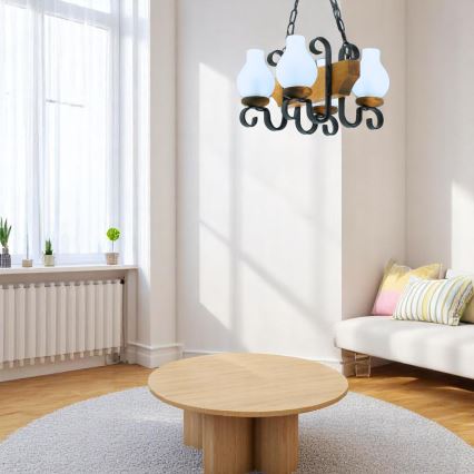 Hanglamp aan een ketting VELA 4xE14/40W/230V beuken - FSC gecertificeerd