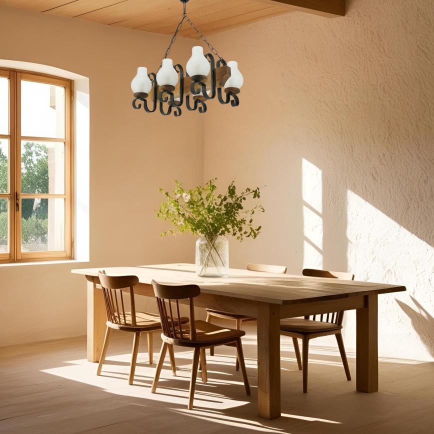Hanglamp aan een ketting VELA 6xE14/40W/230V beuken