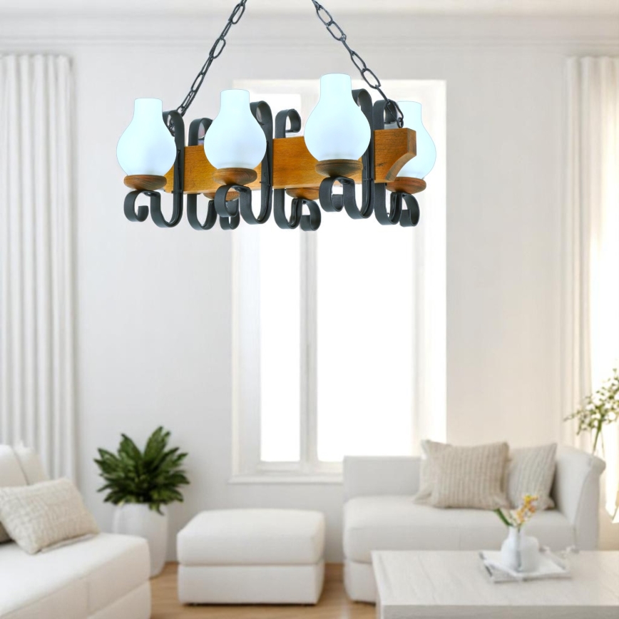 Hanglamp aan een ketting VELA 6xE14/40W/230V beuken