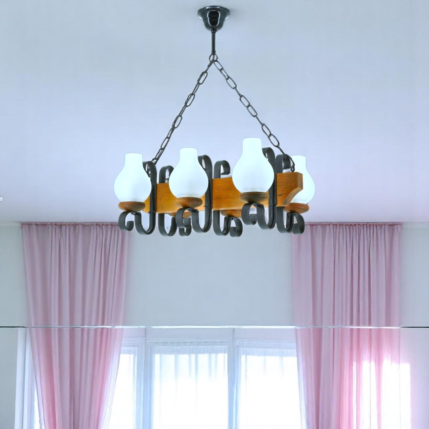 Hanglamp aan een ketting VELA 6xE14/40W/230V beuken