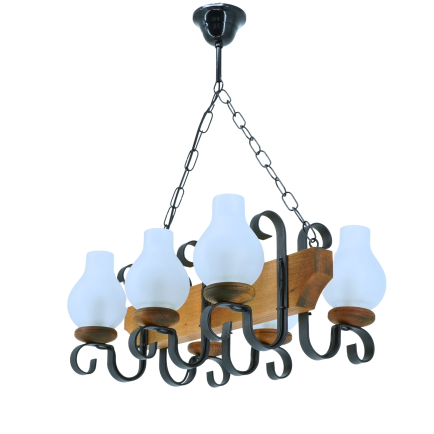 Hanglamp aan een ketting VELA 6xE14/40W/230V beuken