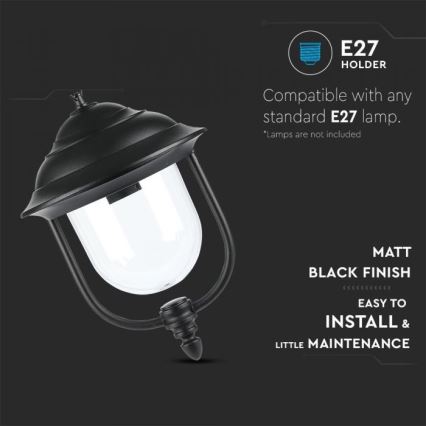 Hanglamp aan een ketting voor buiten 1xE27/60W/230V IP44 zwart