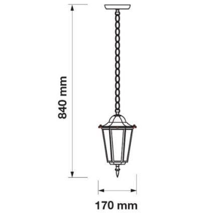 Hanglamp aan een ketting voor Buiten 1xE27/60W/230V IP44 wit