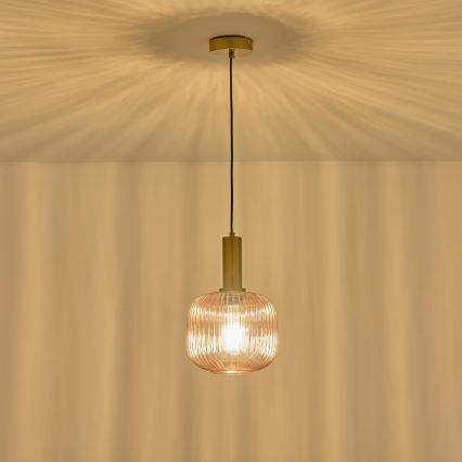 Hanglamp aan een koord 1xE27/15W/230V bruin diameter 20 cm