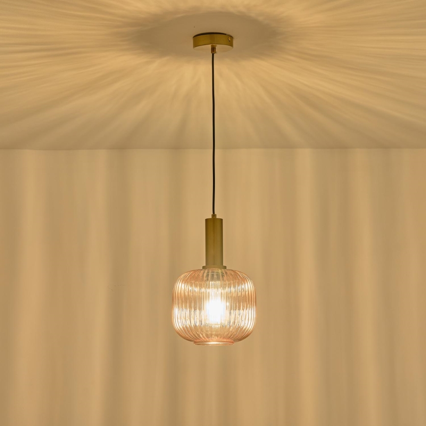 Hanglamp aan een koord 1xE27/15W/230V bruin diameter 20 cm