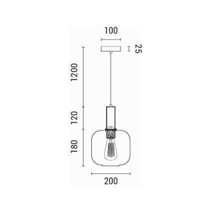 Hanglamp aan een koord 1xE27/15W/230V bruin diameter 20 cm