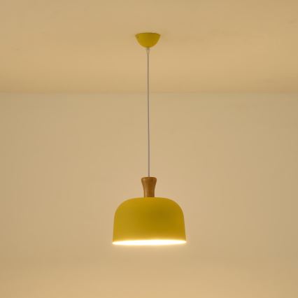 Hanglamp aan een koord 1xE27/15W/230V geel pr. 27 cm