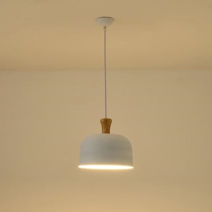 Hanglamp aan een koord 1xE27/15W/230V wit diameter 27 cm