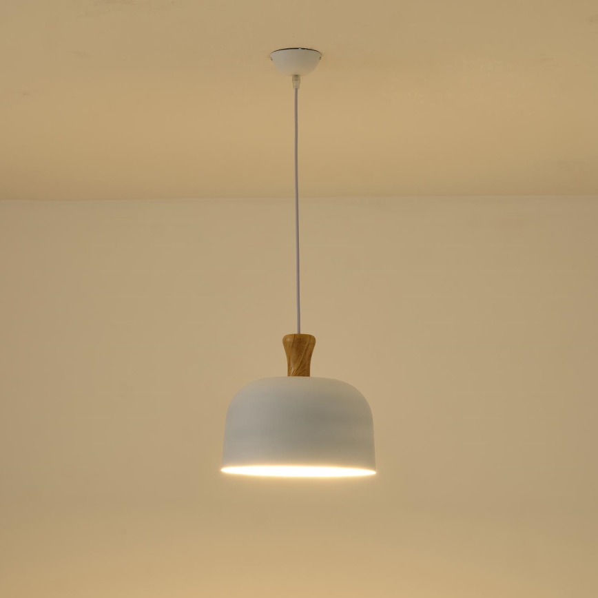 Hanglamp aan een koord 1xE27/15W/230V wit diameter 27 cm