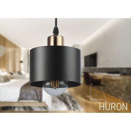 Hanglamp aan een koord 1xE27/35W/230V diameter 12 cm zwart/goud