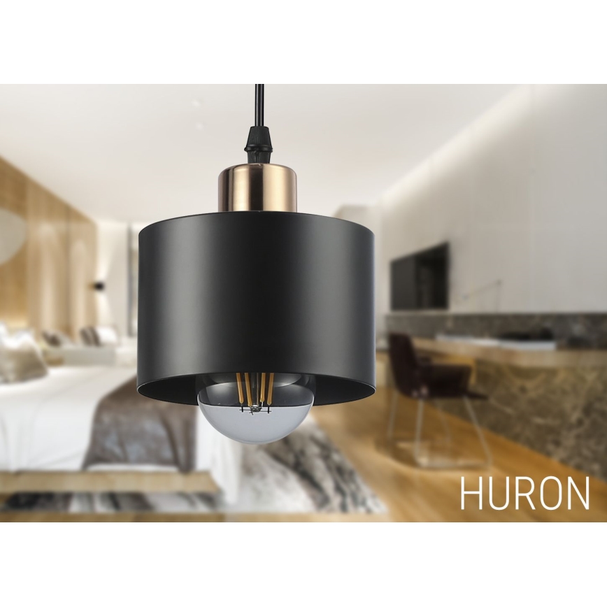 Hanglamp aan een koord 1xE27/35W/230V diameter 12 cm zwart/goud