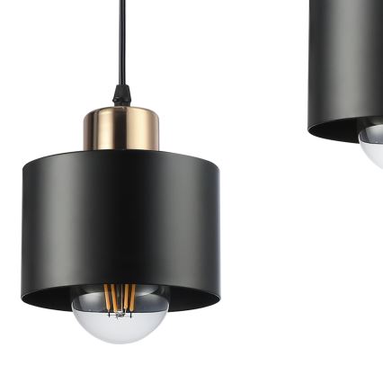 Hanglamp aan een koord 1xE27/35W/230V diameter 12 cm zwart/goud