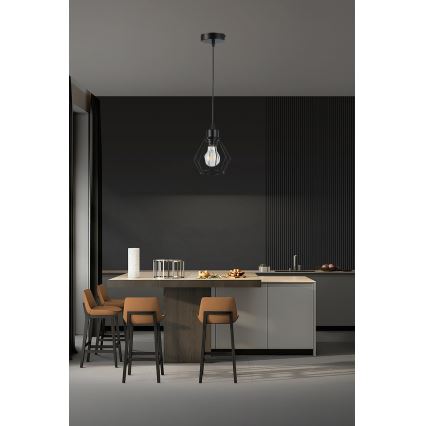 Hanglamp aan een koord 1xE27/35W/230V diameter 18 cm zwart