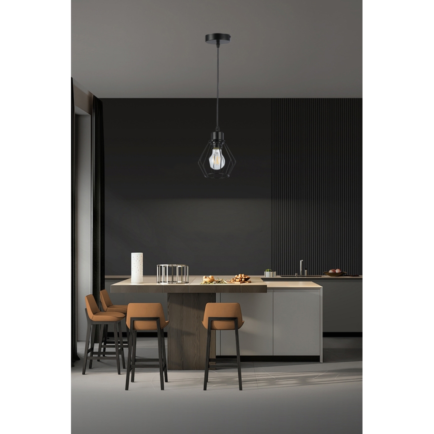 Hanglamp aan een koord 1xE27/35W/230V diameter 18 cm zwart