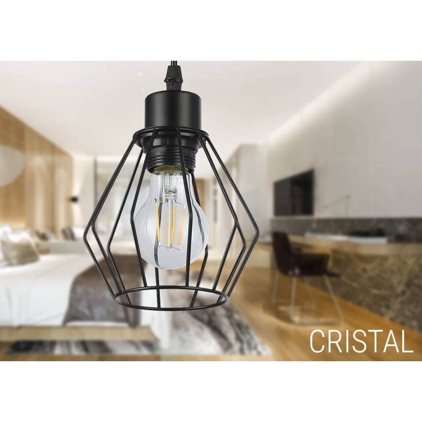 Hanglamp aan een koord 1xE27/35W/230V diameter 18 cm zwart