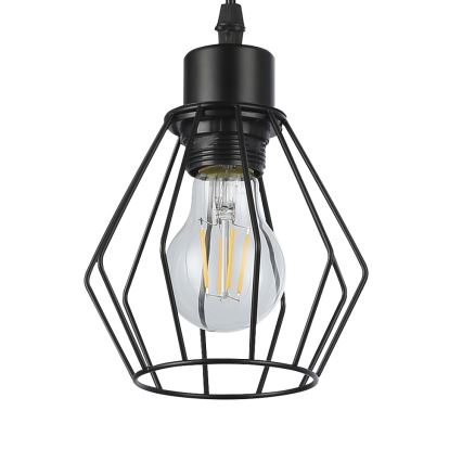 Hanglamp aan een koord 1xE27/35W/230V diameter 18 cm zwart