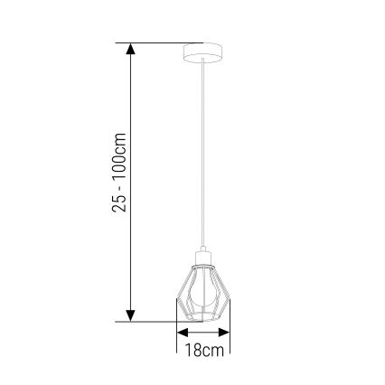 Hanglamp aan een koord 1xE27/35W/230V diameter 18 cm zwart