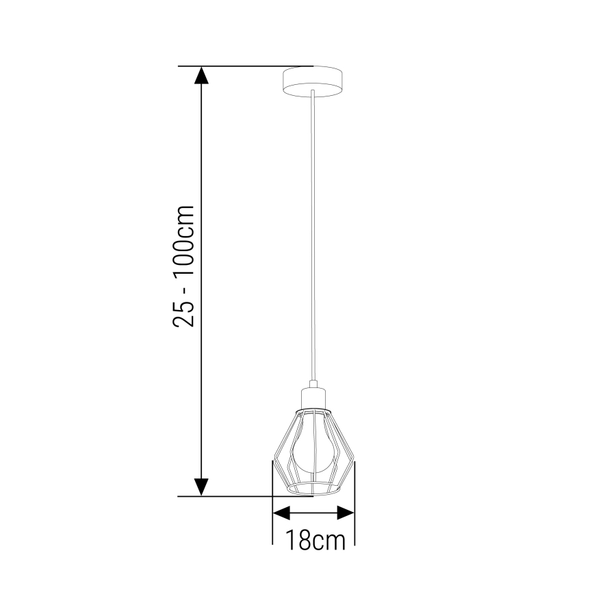 Hanglamp aan een koord 1xE27/35W/230V diameter 18 cm zwart