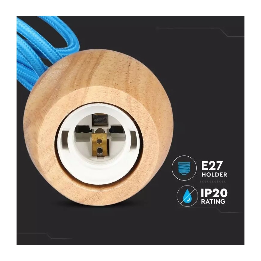 Hanglamp aan een koord 1xE27/60W/230V blauw