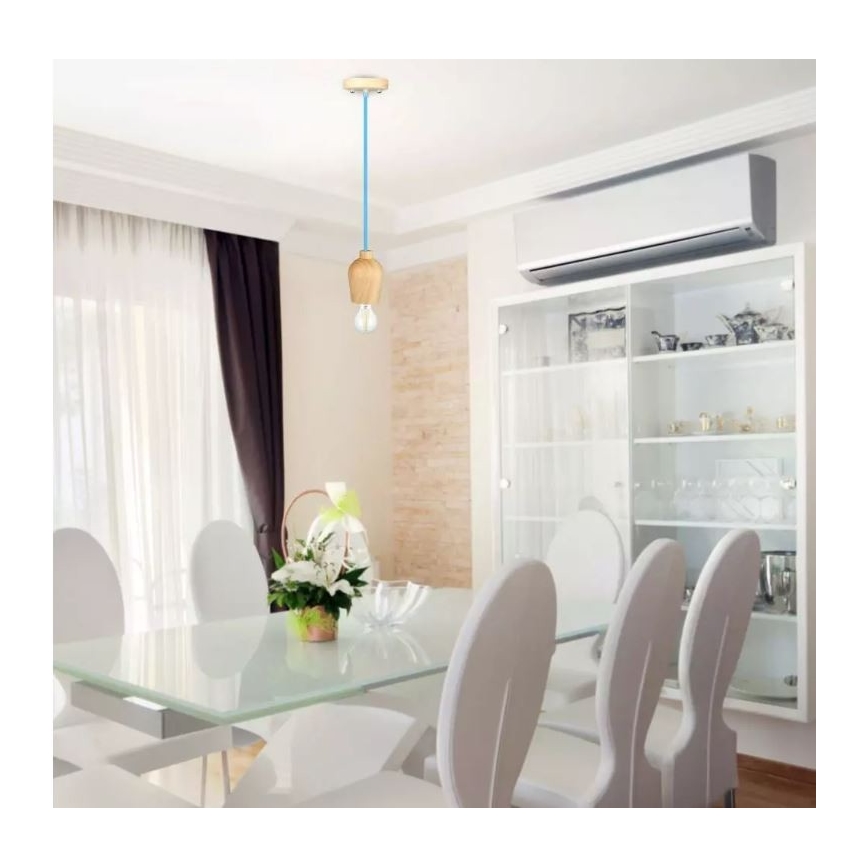 Hanglamp aan een koord 1xE27/60W/230V blauw