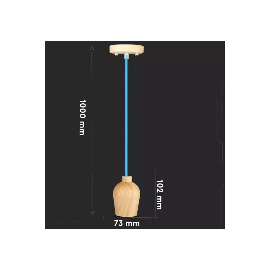 Hanglamp aan een koord 1xE27/60W/230V blauw