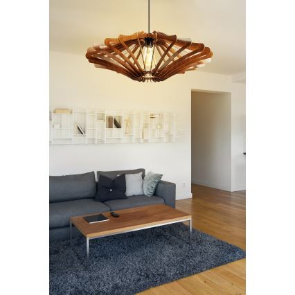 Hanglamp aan een koord 1xE27/60W/230V bruin diameter 47 cm