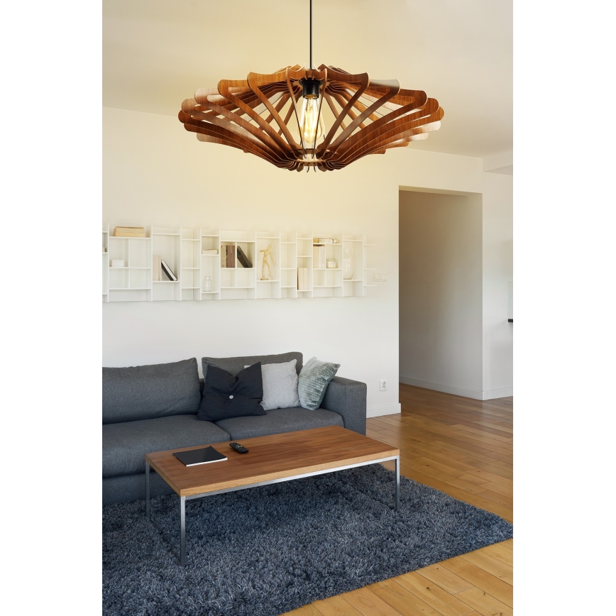 Hanglamp aan een koord 1xE27/60W/230V bruin diameter 47 cm
