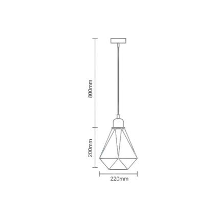 Hanglamp aan een koord 1xE27/60W/230V diameter 22 cm koper