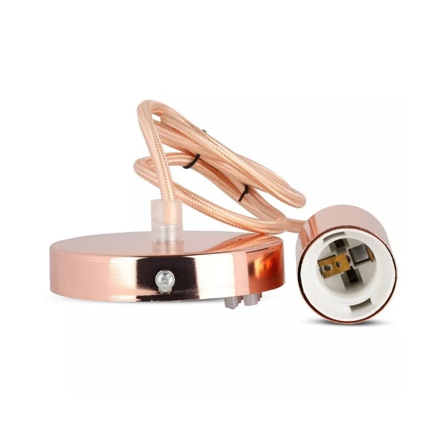 Hanglamp aan een koord 1xE27/60W/230V rosé goud