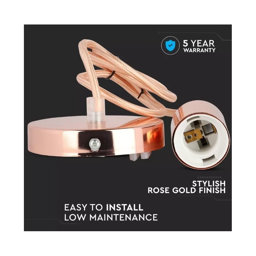 Hanglamp aan een koord 1xE27/60W/230V rosé goud