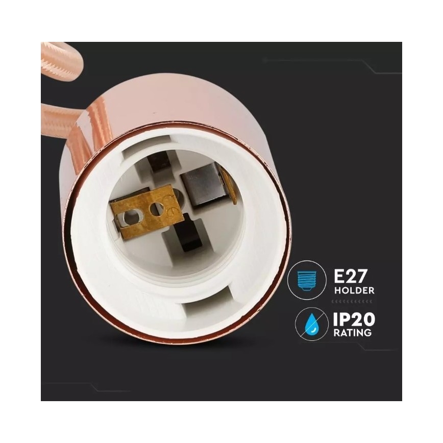 Hanglamp aan een koord 1xE27/60W/230V rosé goud