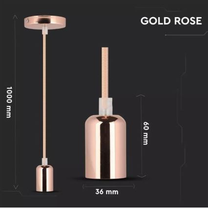 Hanglamp aan een koord 1xE27/60W/230V rosé goud