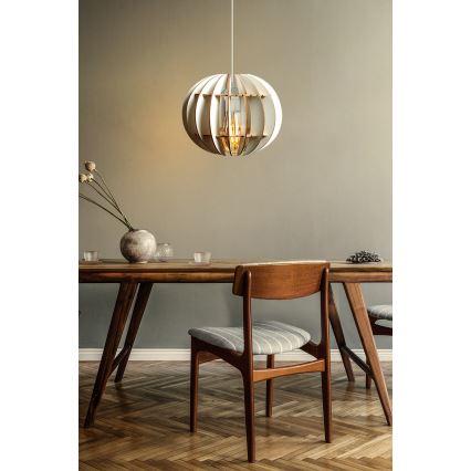 Hanglamp aan een koord 1xE27/60W/230V wit diameter 20 cm