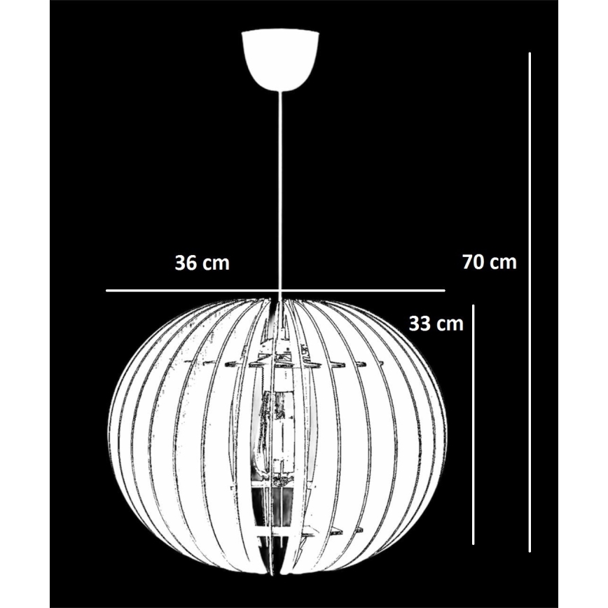 Hanglamp aan een koord 1xE27/60W/230V wit diameter 36 cm