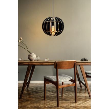 Hanglamp aan een koord 1xE27/60W/230V zwart diameter 20 cm