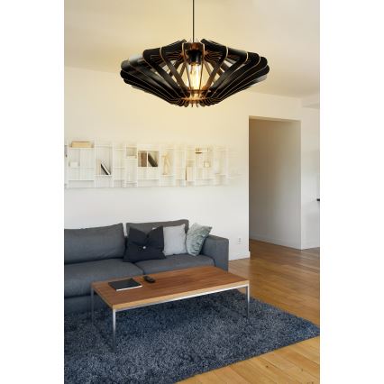 Hanglamp aan een koord 1xE27/60W/230V zwart diameter 47 cm