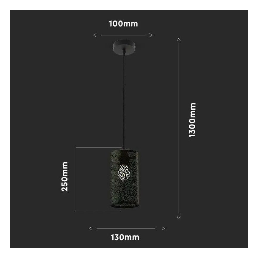 Hanglamp aan een koord 1xE27/60W/230V zwart