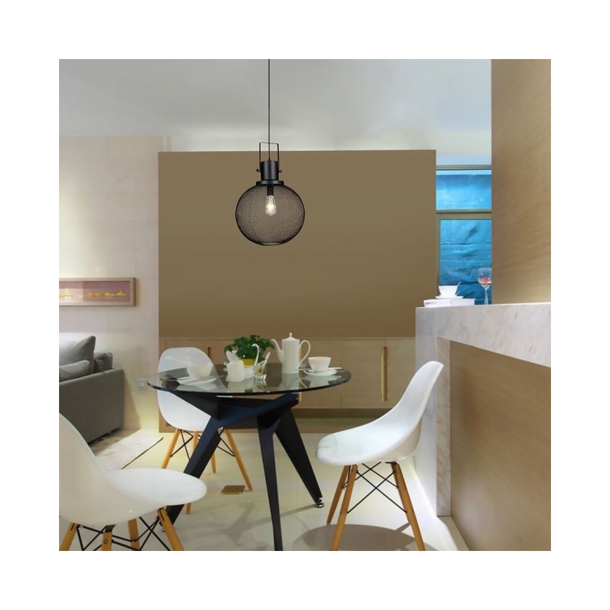 Hanglamp aan een koord 1xE27/60W/230V zwart