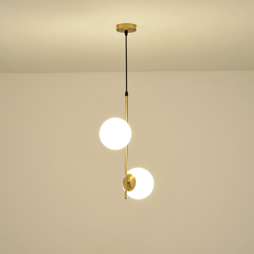 Hanglamp aan een koord 2xE27/40W/230V messing