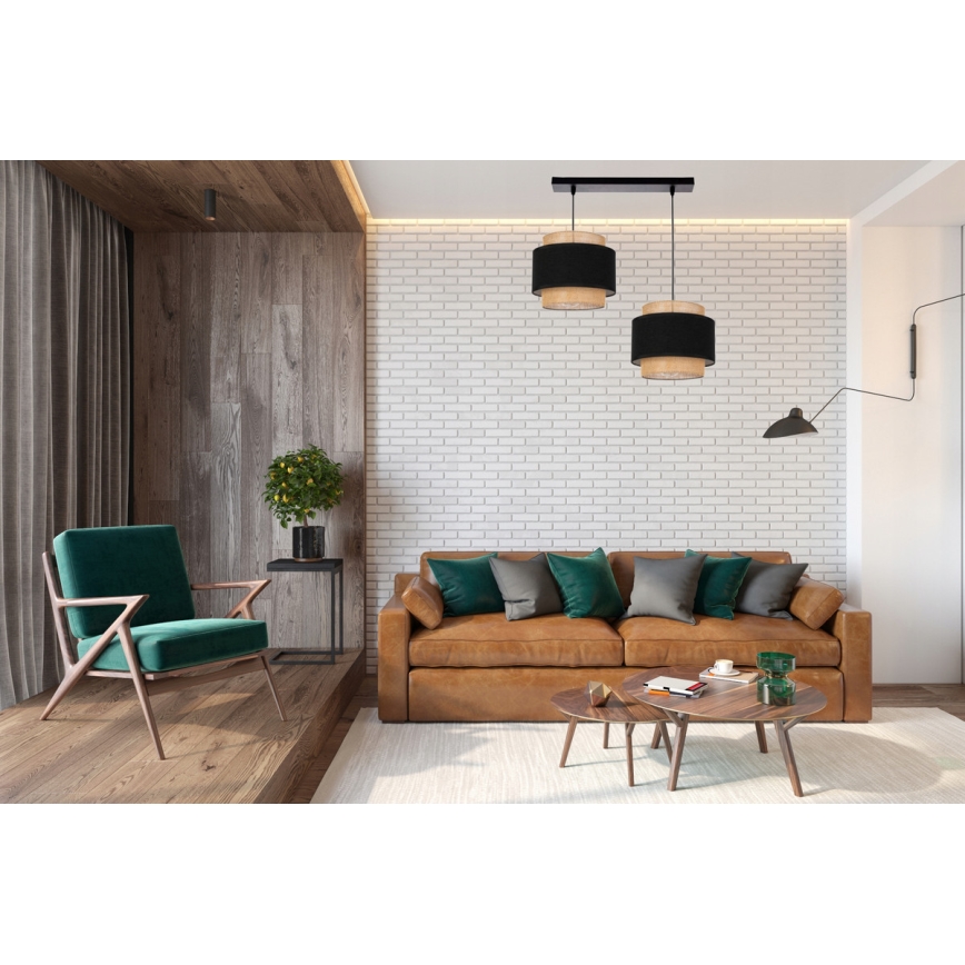 Hanglamp aan een koord 2xE27/60W/230V beige