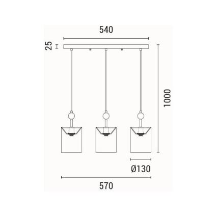 Hanglamp aan een koord 3xE14/15W/230V