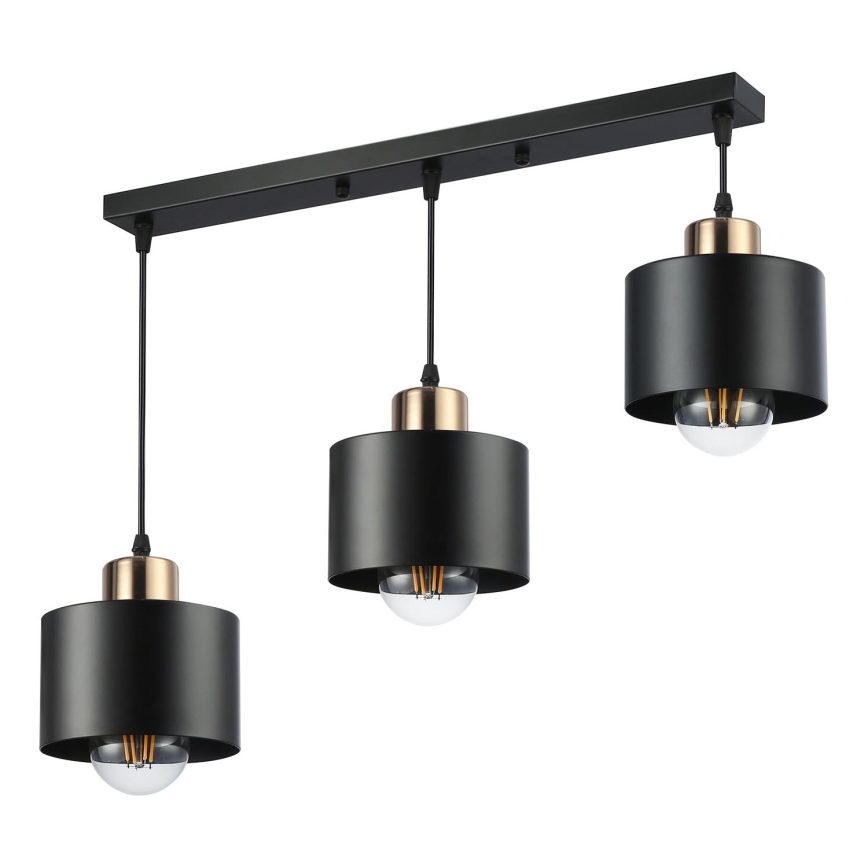 Hanglamp aan een koord 3xE27/35W/230V zwart/goud