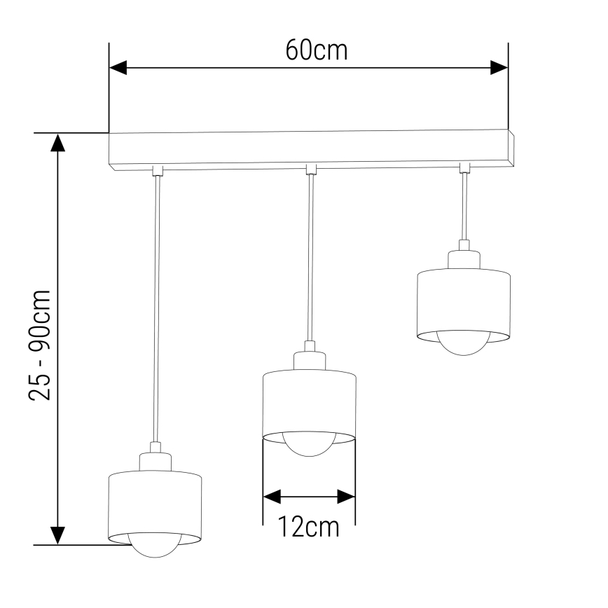 Hanglamp aan een koord 3xE27/35W/230V zwart/goud