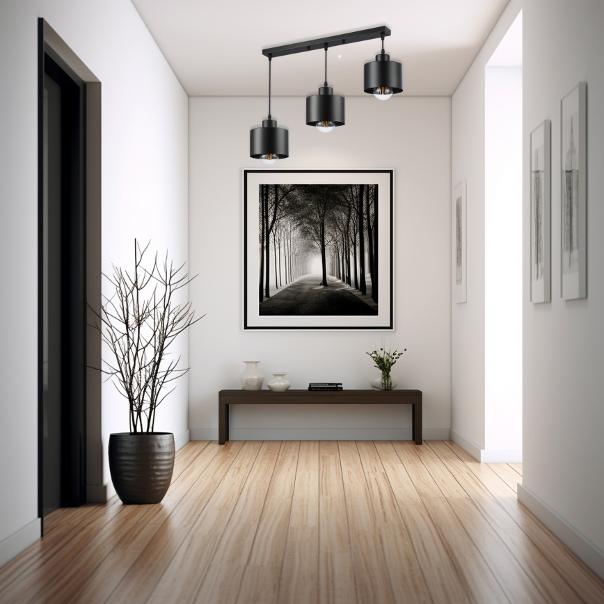 Hanglamp aan een koord 3xE27/35W/230V zwart