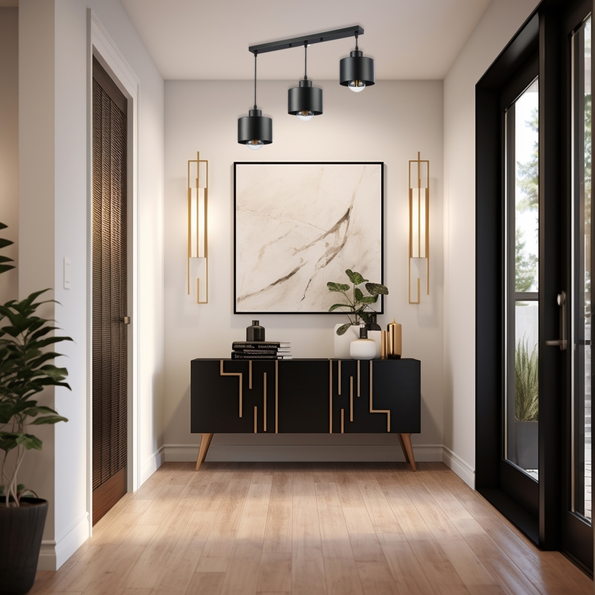 Hanglamp aan een koord 3xE27/35W/230V zwart